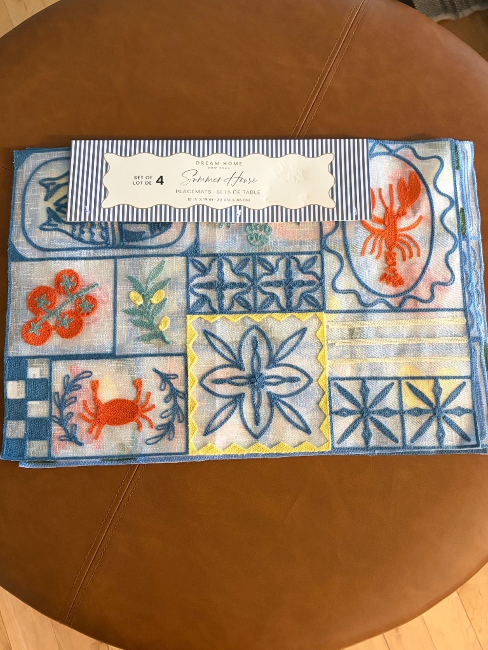 Dream Home Summer House placemats set of 4 Mediterranean coastal tile sea ocean
